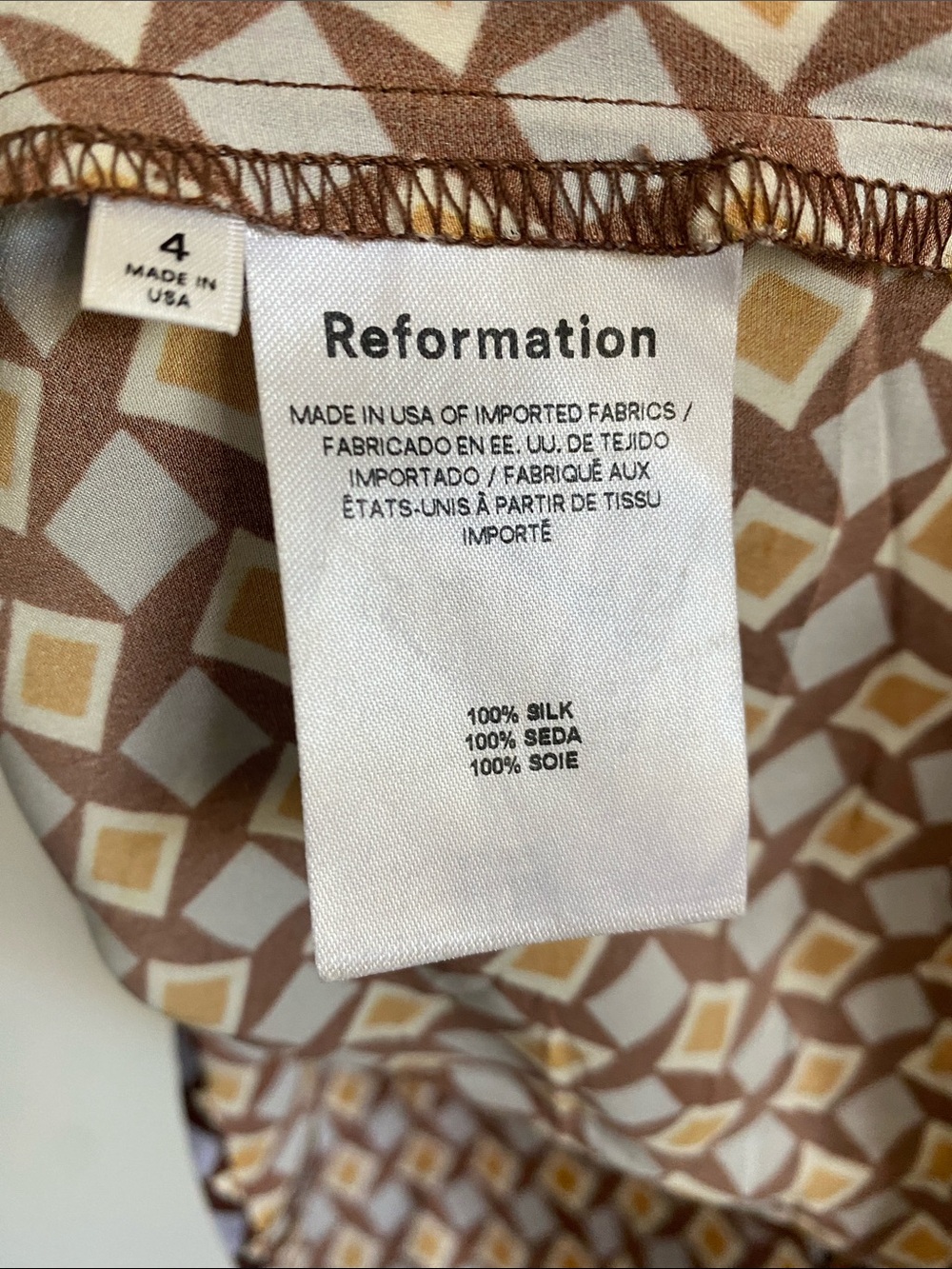 Reformation Fonda Silk Plaza Print Mini Dress | US 4 - Picture 7 of 10